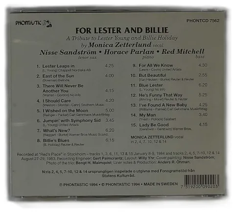 Monica Zetterlund, Red Mitchell, Nisse Sandström, Horace Parlan - For Lester And Billie (A Tribute To Lester Young And Billie Holiday)